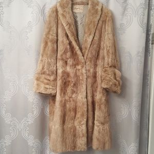 Genuine Muskrat Long Fur Coat Large Tan Women's